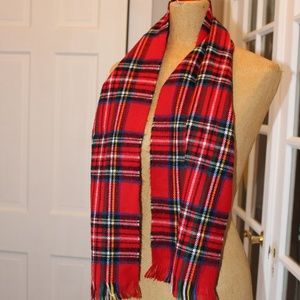 red plaid acrylic scarf